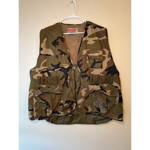 Vintage Sports Afield Camo Hunting Shotgun Shell Pocket Game Bag Vest Men's XL